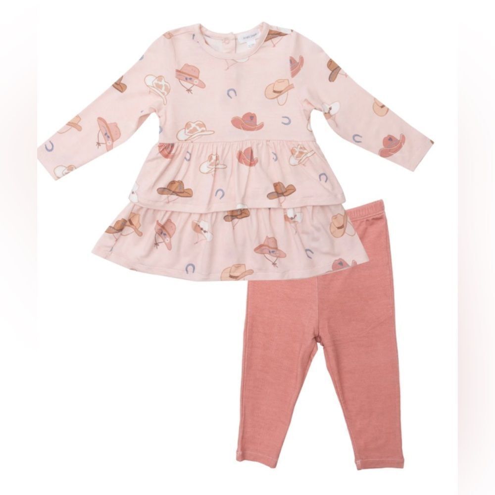 Angel Dear Tullabee Bamboo Ruffled Dress and Legging, Cowboy Hats NWT